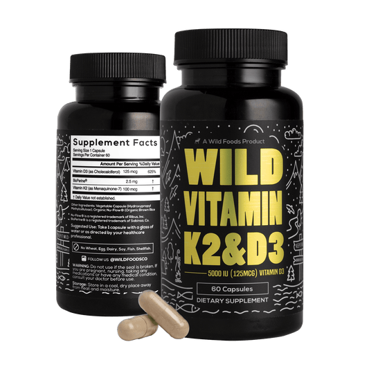 Vitamin K2 (MK-7) & Vitamin D3 (5000 IU) & Black Pepper Extract by Wild Foods