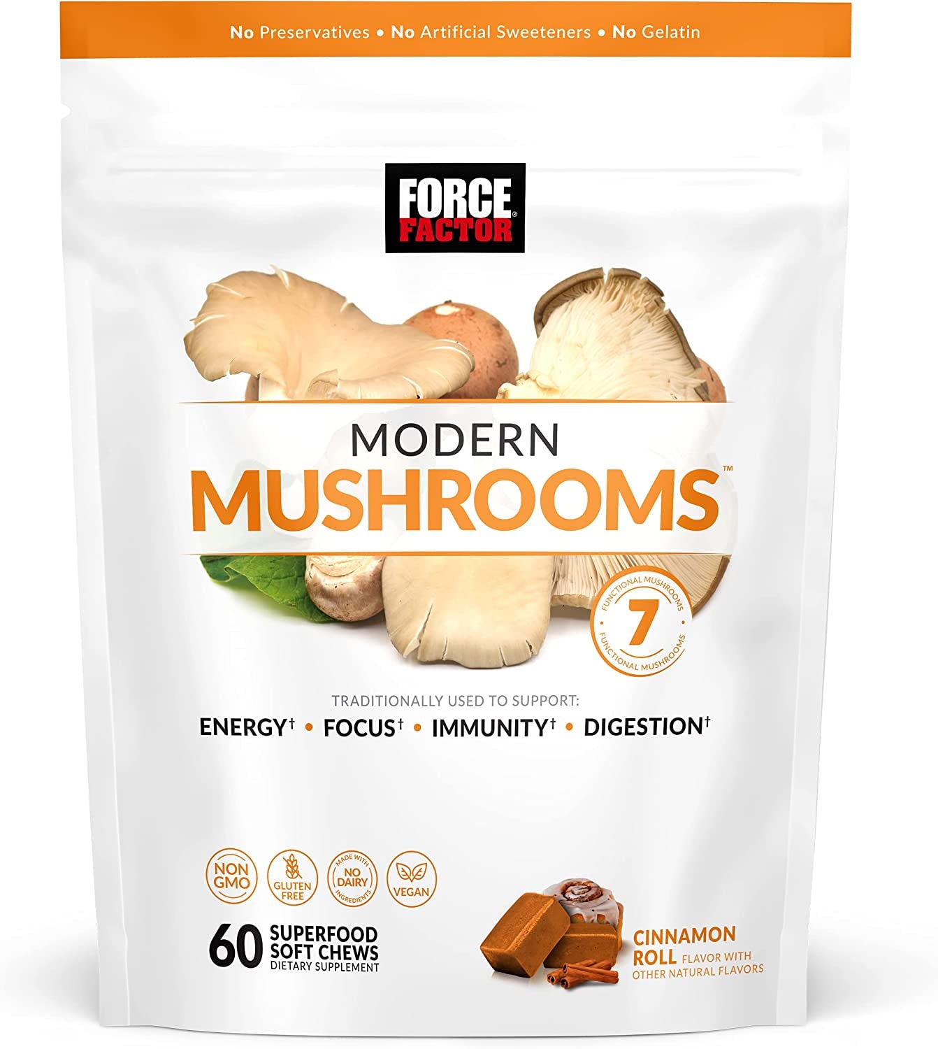 Force Factor Modern Mushrooms Capsules, Mushroom Supplement with Lions Mane, Turkey Tail, & Cordyceps to Support Energy, Focus, Immunity, & Digestion, 90 Vegetable Capsules