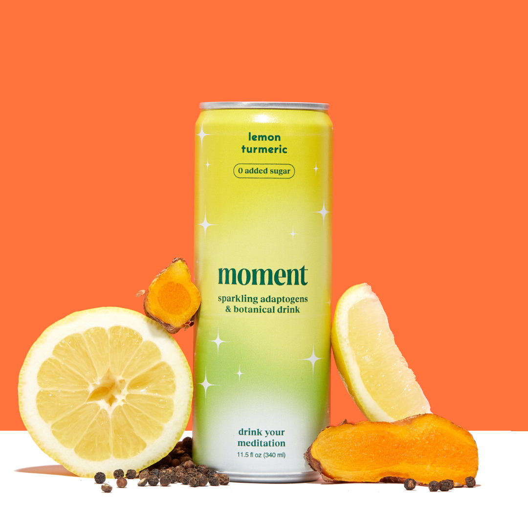 lemon turmeric adaptogen drink (12 pack) by Moment | Drink Your Meditation