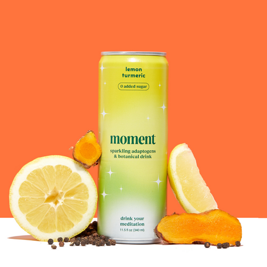 lemon turmeric adaptogen drink (12 pack) by Moment | Drink Your Meditation
