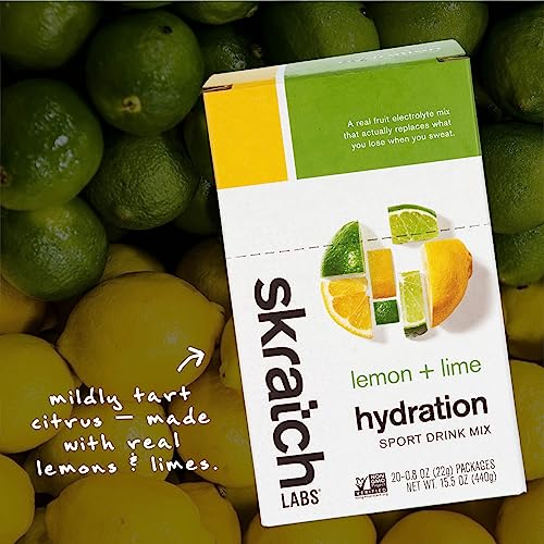 SKRATCH LABS Hydration Packets - Hydration Drink Mix, Lemon Lime (20ct) - Electrolyte Powder Packets Developed for Athletes and Sports Performance - Gluten Free, Vegan, Kosher