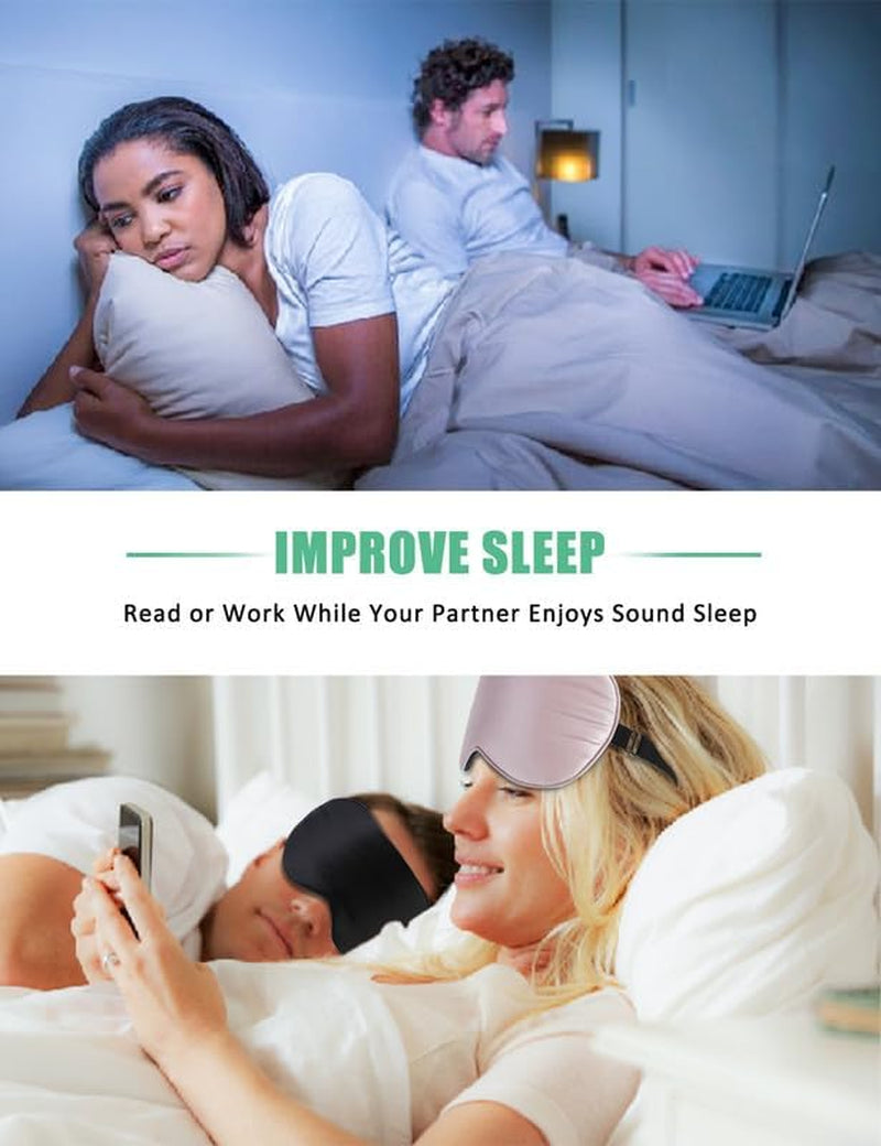 Beevines Sleep Mask, 2 Pack 100% Real Natural Pure Silk Eye Masks with Adjustable Strap for Sleeping, Mulberry Silk Eye Sleep Shade Cover, Blocks Light Reduces Puffy Eyes Traveling Gifts