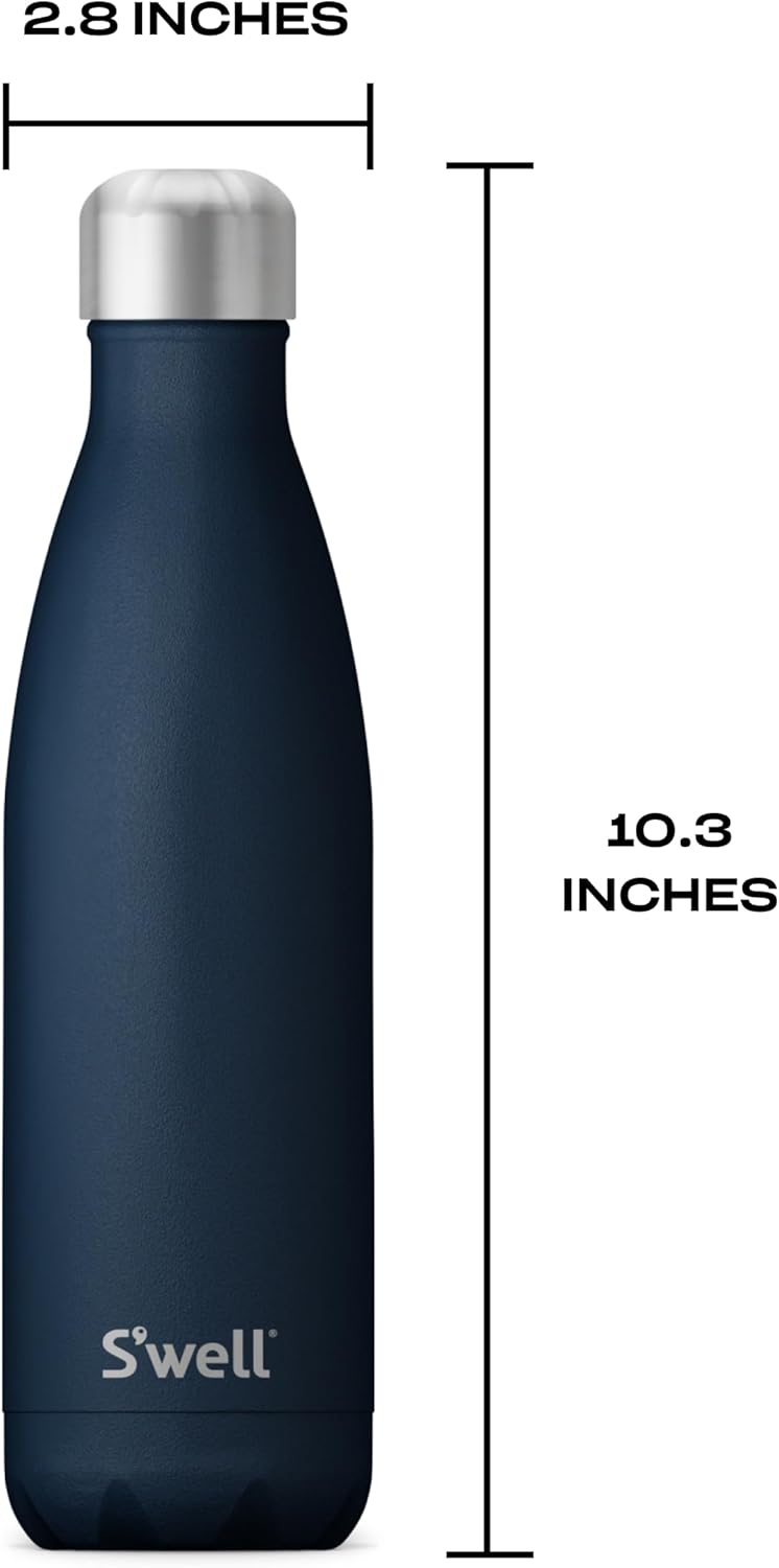S'Well Stainless Steel Water Bottle, 17Oz Cold for 36 Hours and Hot for 18
