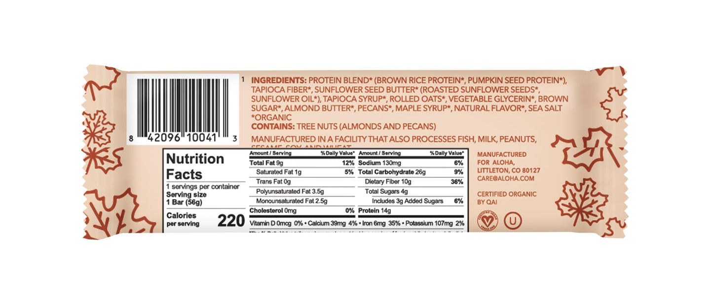 ALOHA Organic Plant Protein Bars 12pk