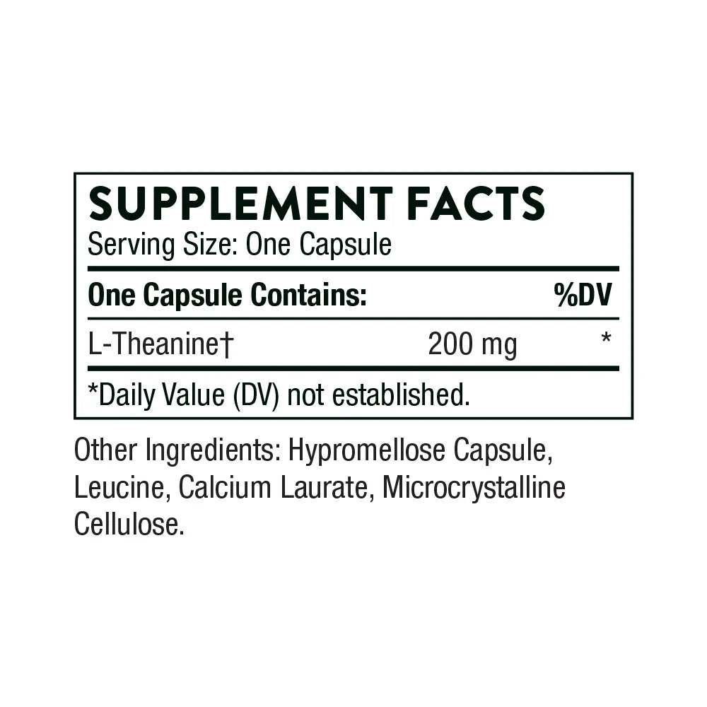 THORNE Theanine - 200Mg of L-Theanine - Support a Healthy Stress Response, Relaxation, and Focus - Increases Brain Alpha-Wave Production* - 90 Capsules