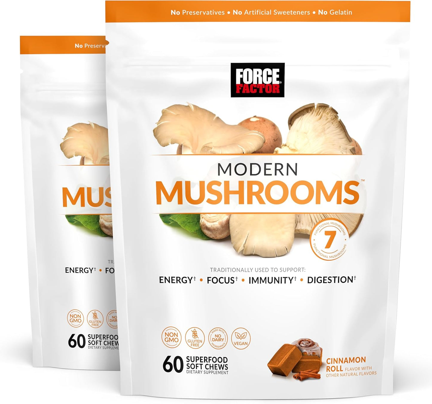 Force Factor Modern Mushrooms Capsules, Mushroom Supplement with Lions Mane, Turkey Tail, & Cordyceps to Support Energy, Focus, Immunity, & Digestion, 90 Vegetable Capsules
