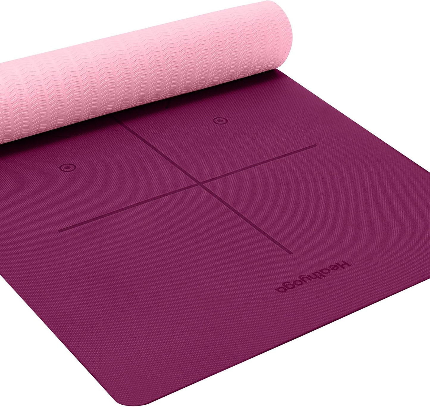 Heathyoga Eco Friendly Non Slip Yoga Mat, w/ Body Alignment System