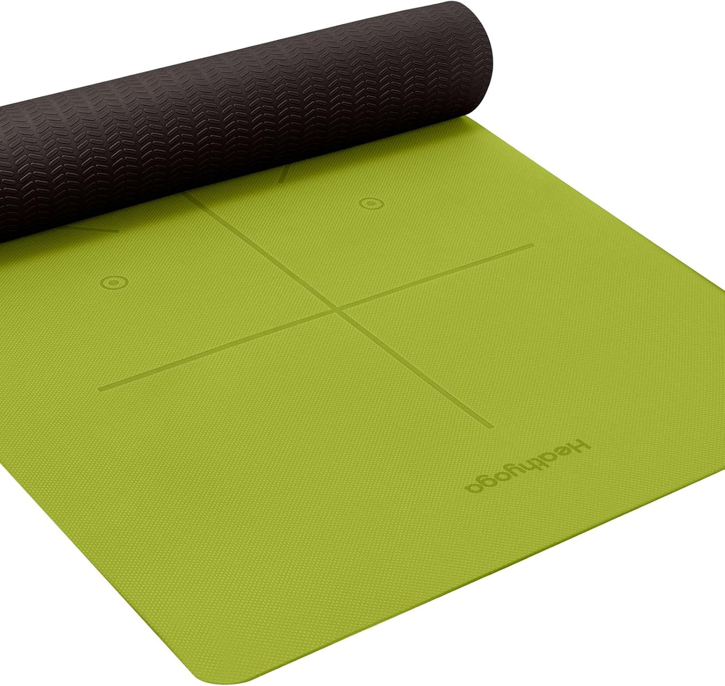 Heathyoga Eco Friendly Non Slip Yoga Mat, w/ Body Alignment System