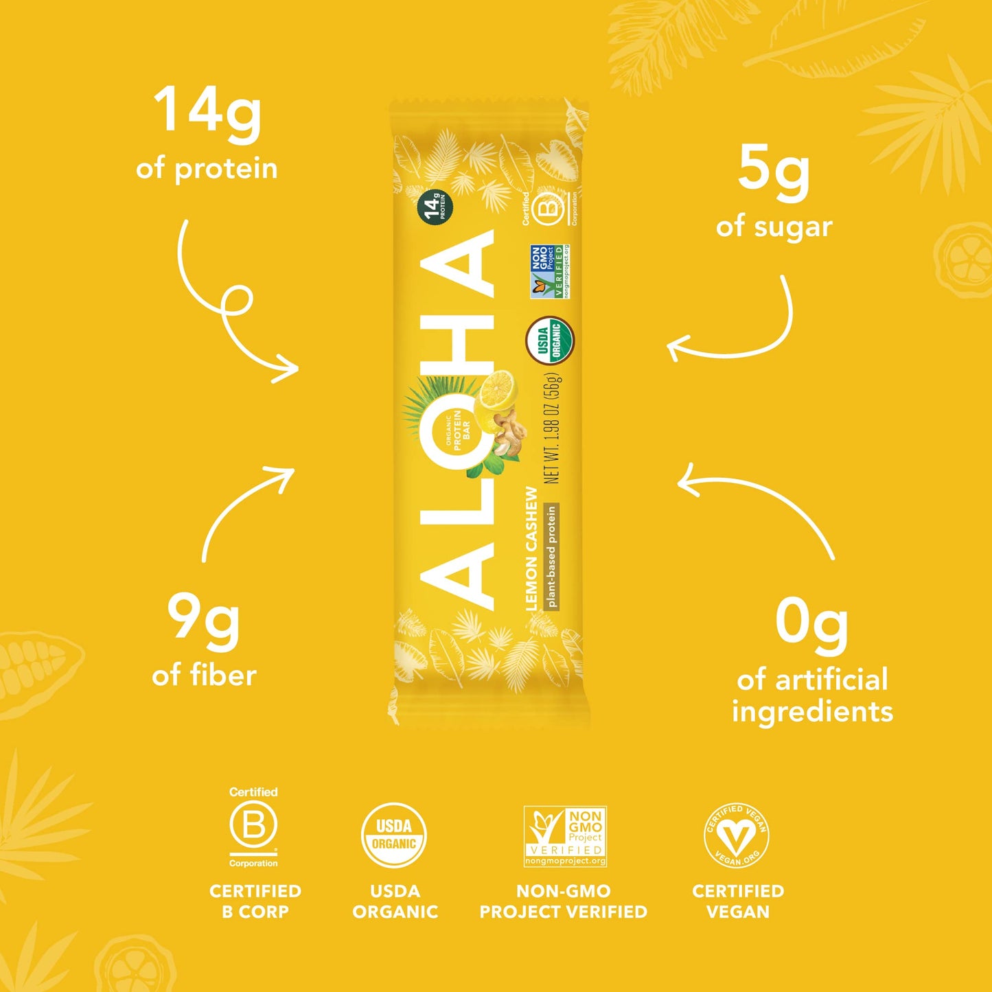 ALOHA Organic Plant Protein Bars 12pk