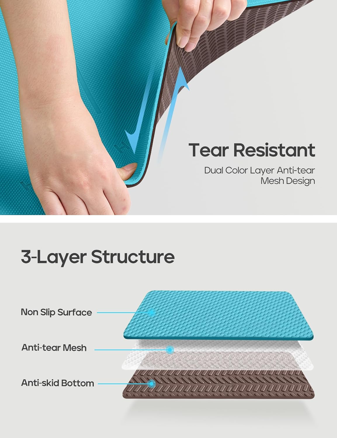 Heathyoga Eco Friendly Non Slip Yoga Mat, w/ Body Alignment System