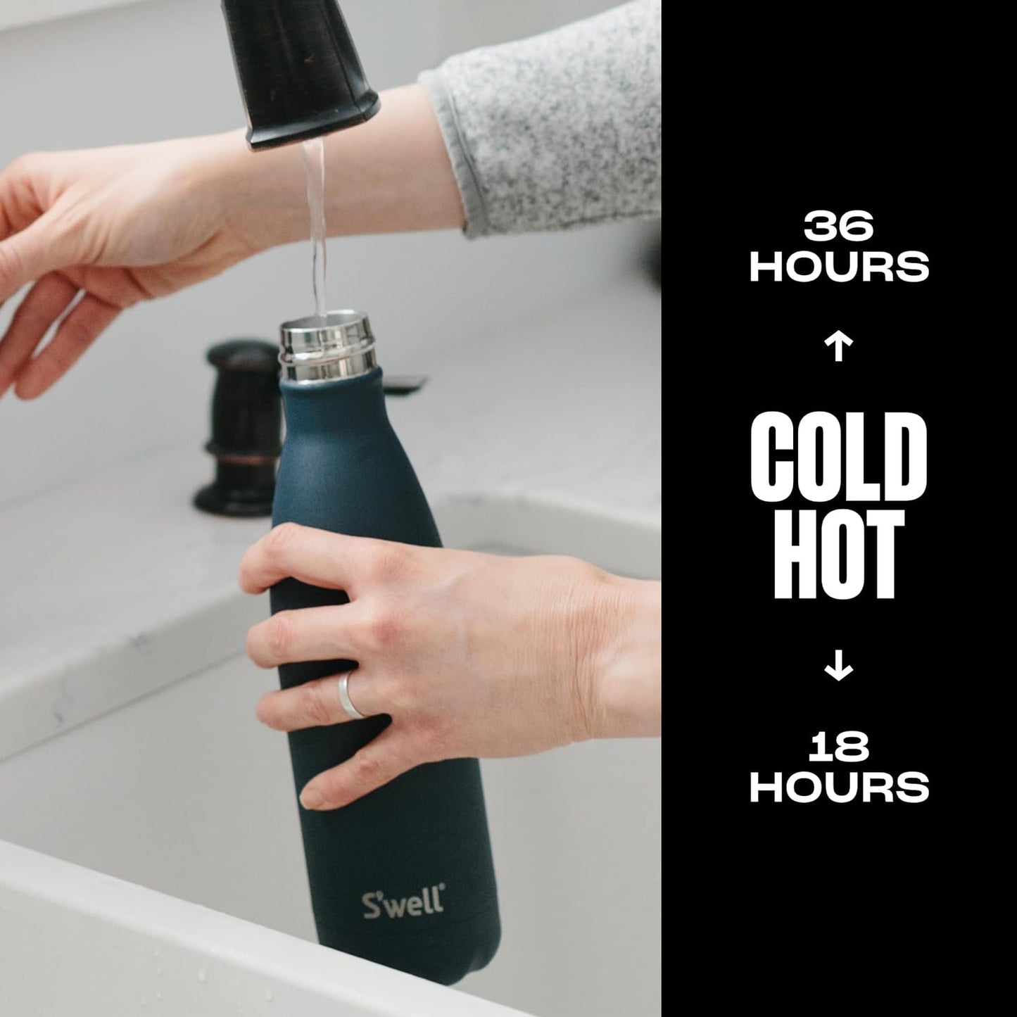S'Well Stainless Steel Water Bottle, 17Oz Cold for 36 Hours and Hot for 18