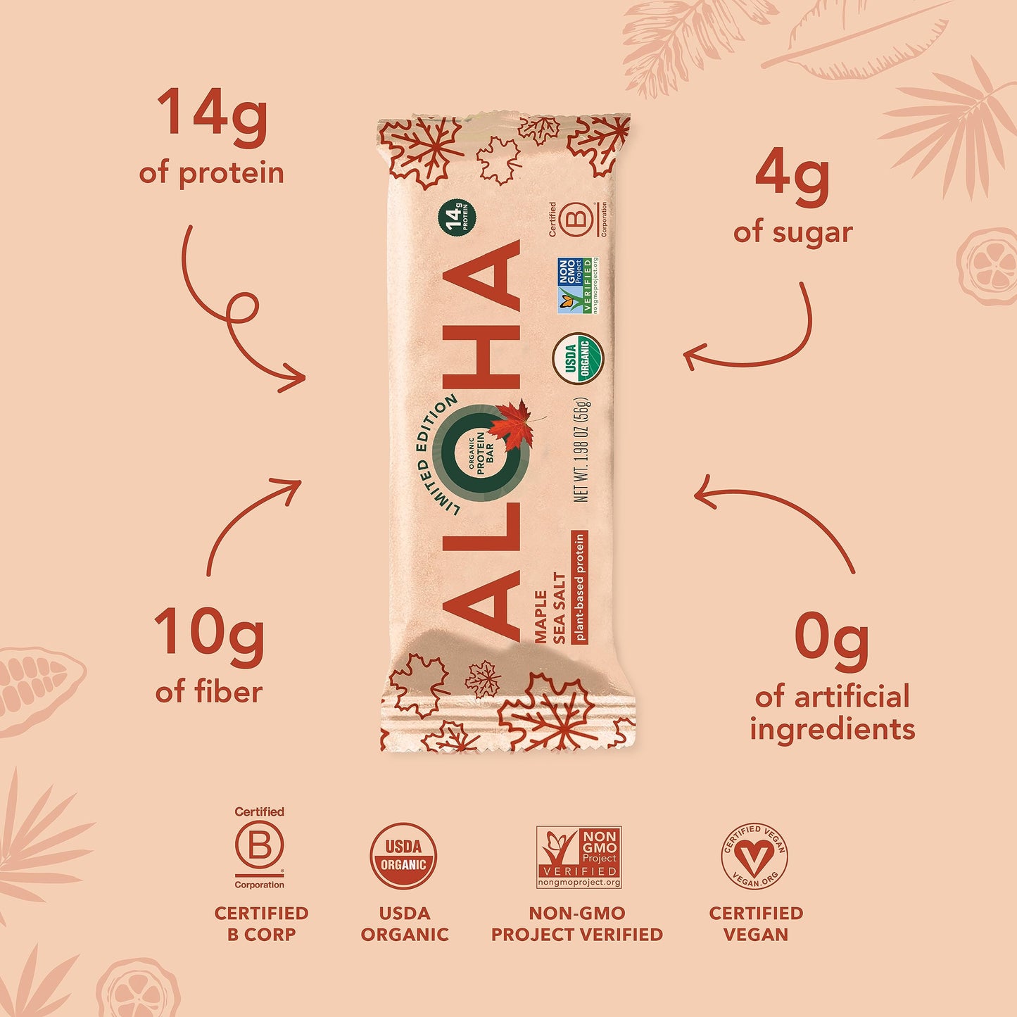 ALOHA Organic Plant Protein Bars 12pk