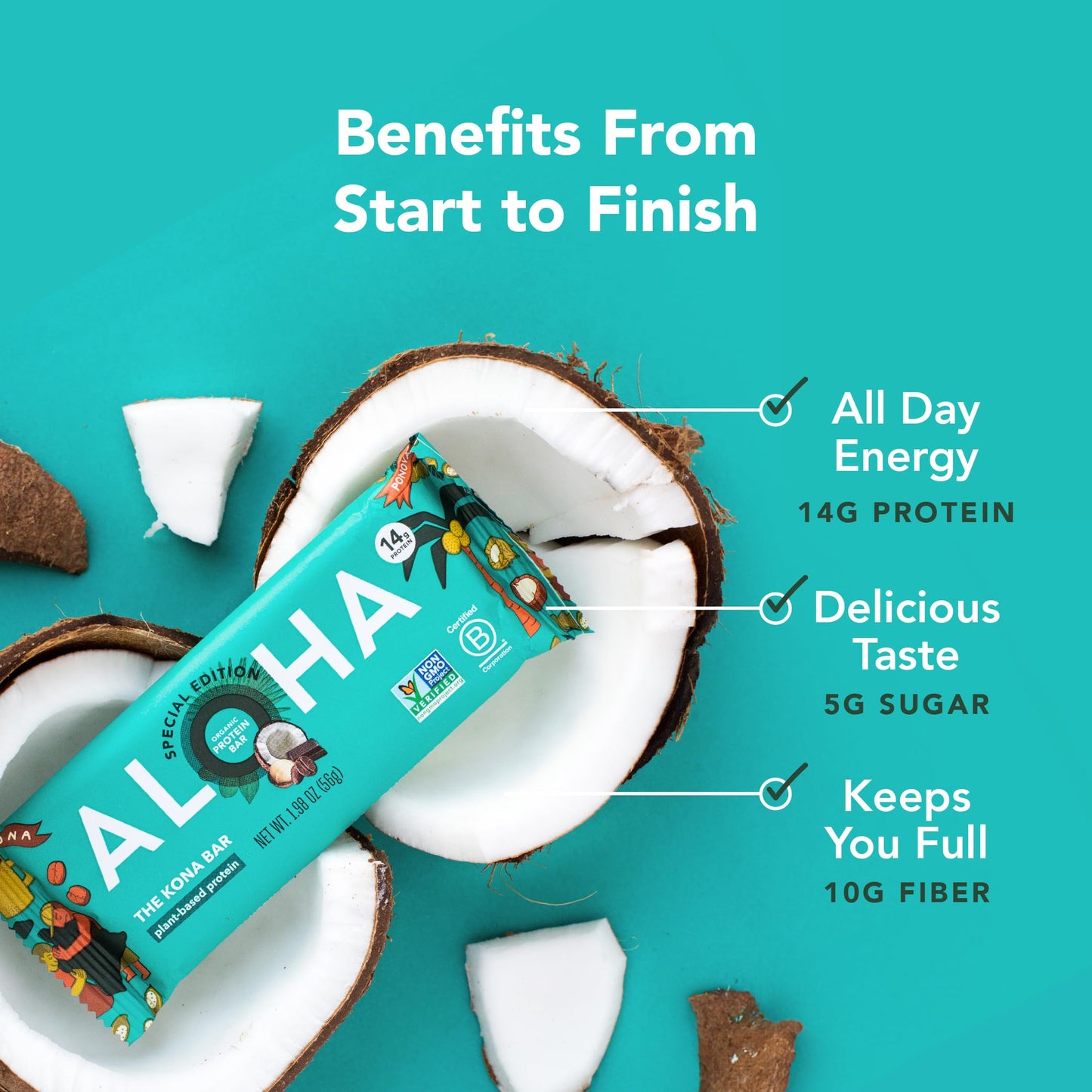 ALOHA Organic Plant Protein Bars 12pk