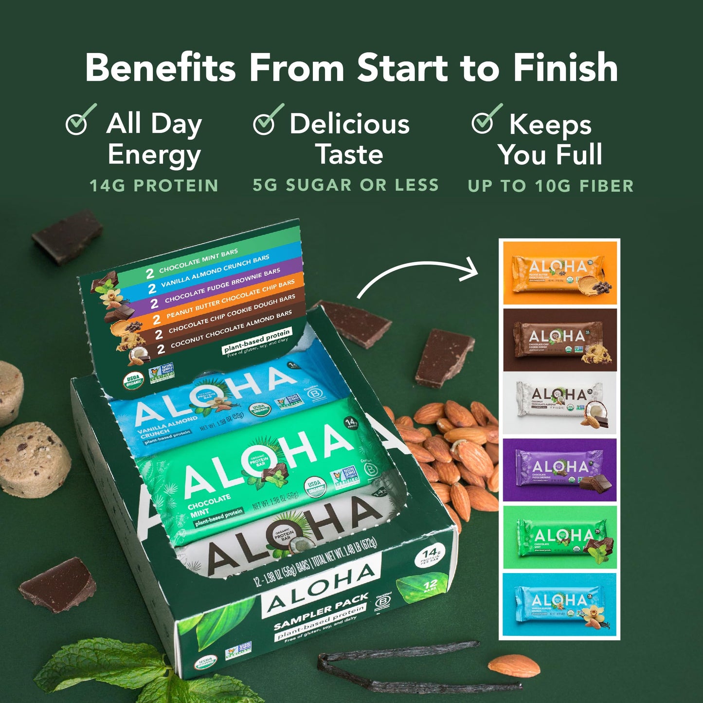 ALOHA Organic Plant Protein Bars 12pk