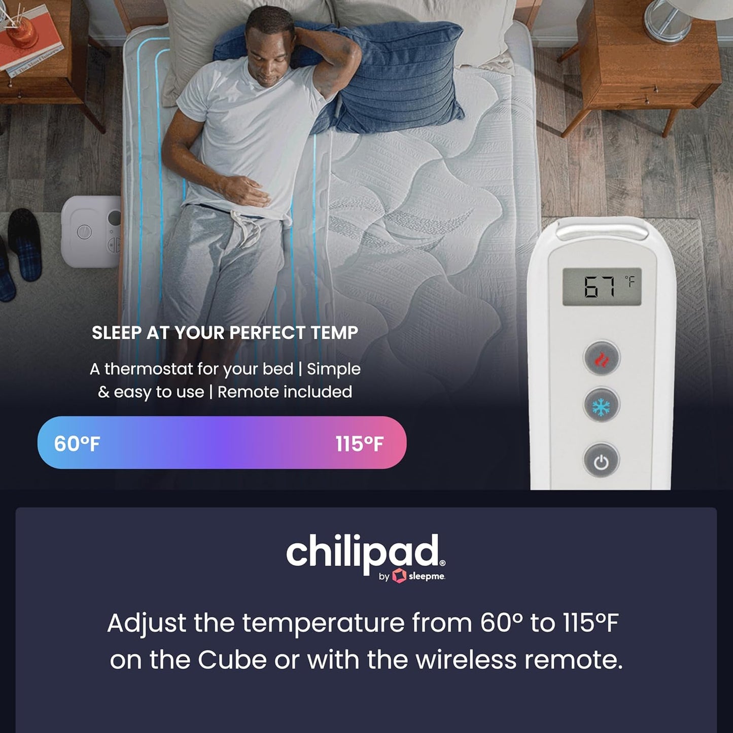 Chilipad Cube Bed Cooling System - Cooling & Heating Mattress Topper, Set Individual Bed Temperature, Sleep Enhancement, Temp Range of 60-115°F, ME Half King or Twinxl Size (38"W X 80"L), Model: CP502