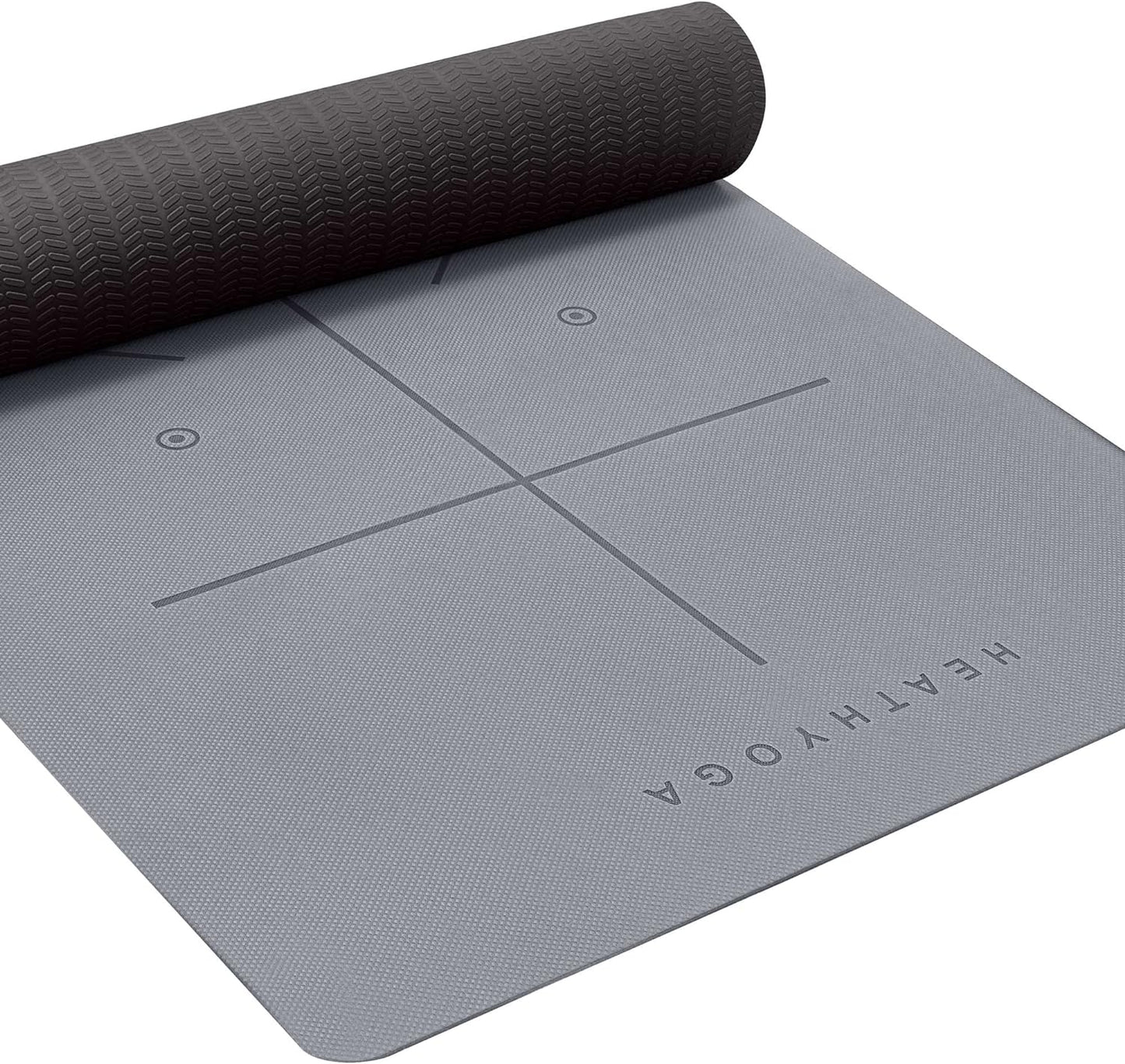 Heathyoga Eco Friendly Non Slip Yoga Mat, w/ Body Alignment System