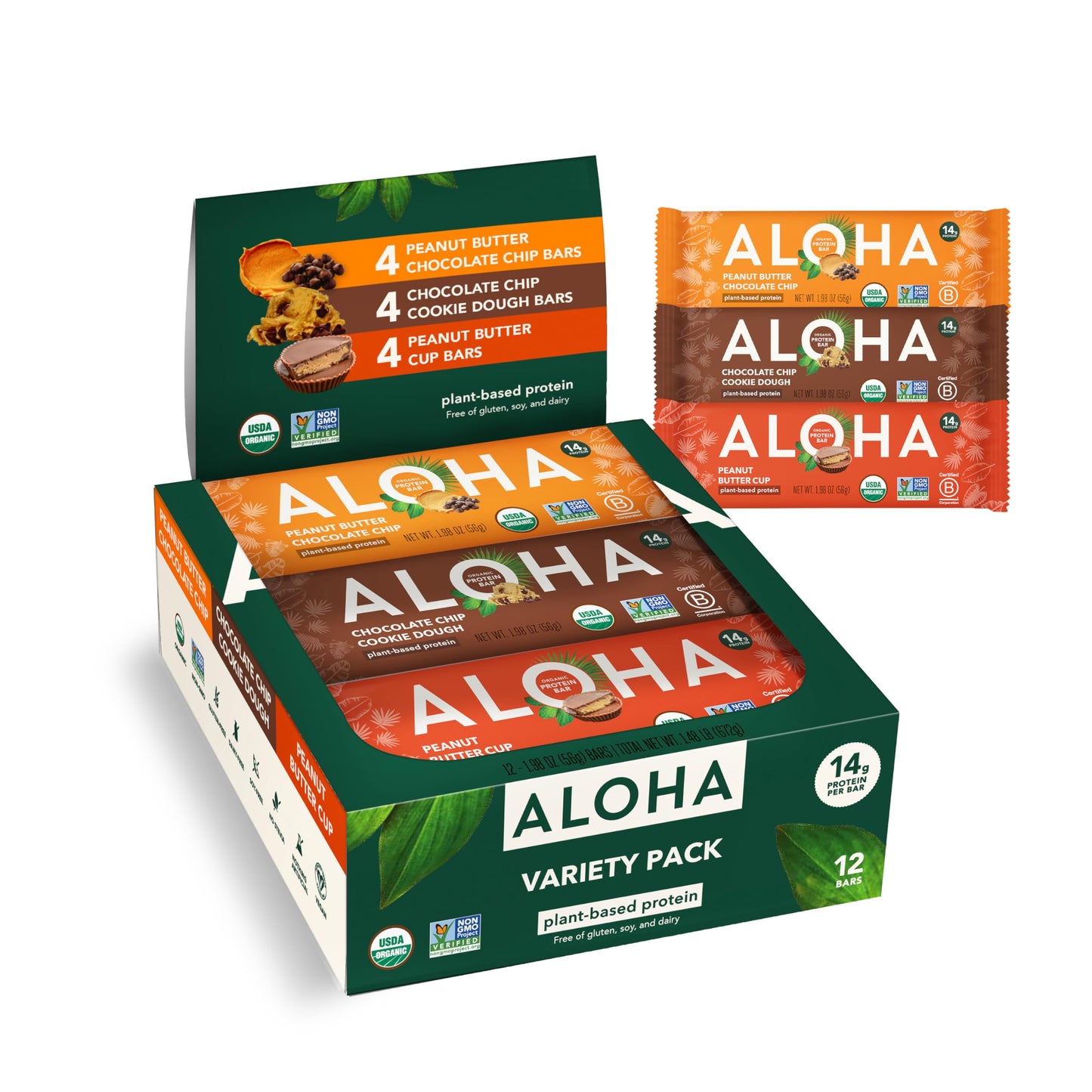 ALOHA Organic Plant Protein Bars 12pk