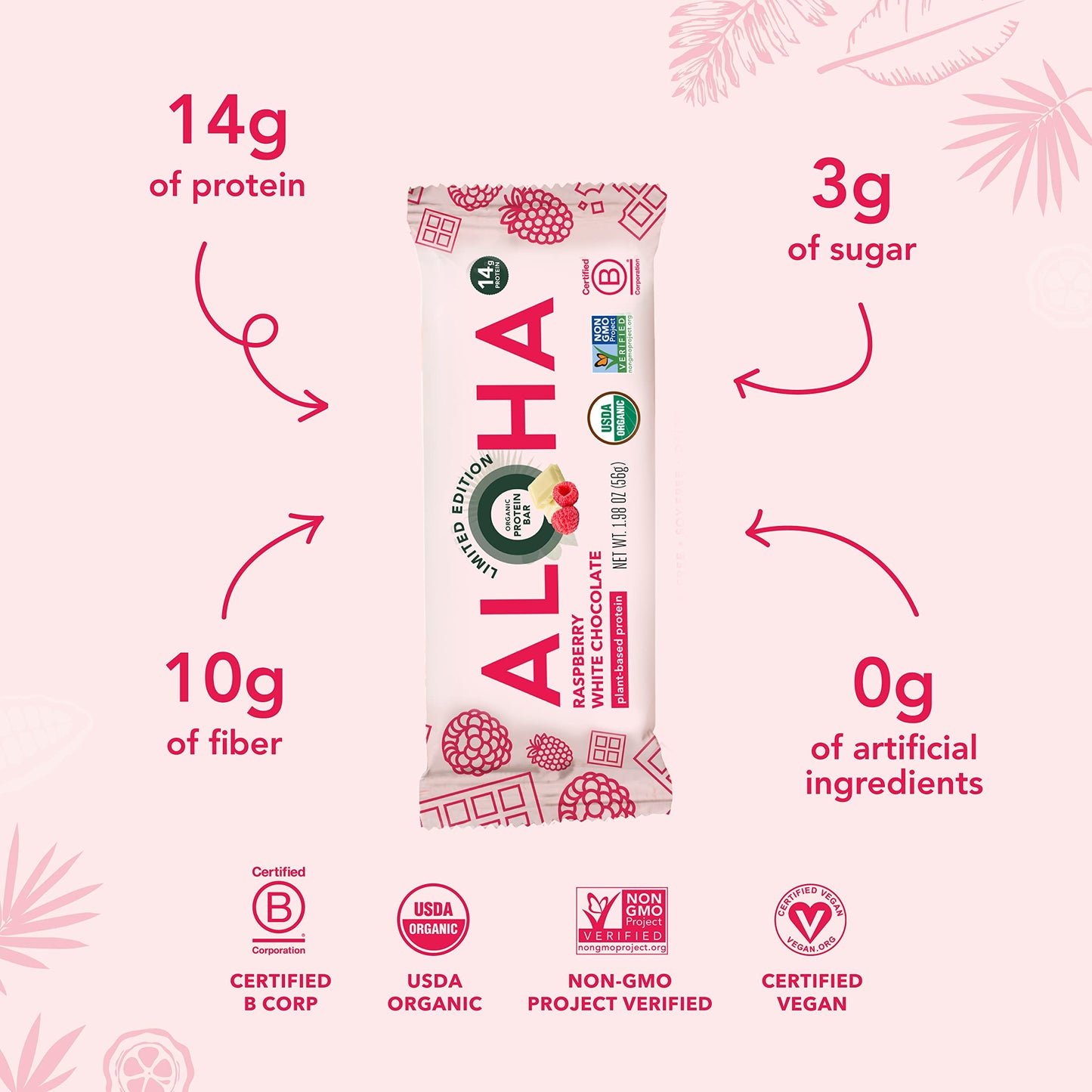 ALOHA Organic Plant Protein Bars 12pk