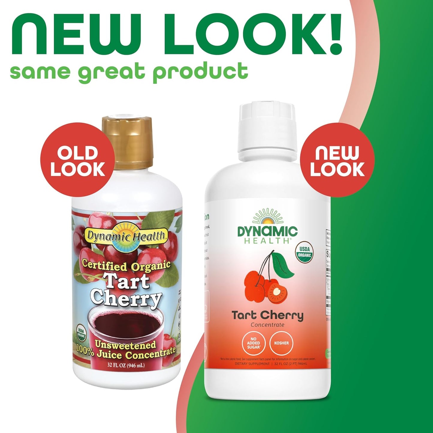 Dynamic Health Organic Tart Cherry Juice, Unsweetened 100% Juice Concentrate, Antioxidants Supplement, No Sweeteners or Additives, Vegan, Gluten Free, BPA Free, 32 Oz