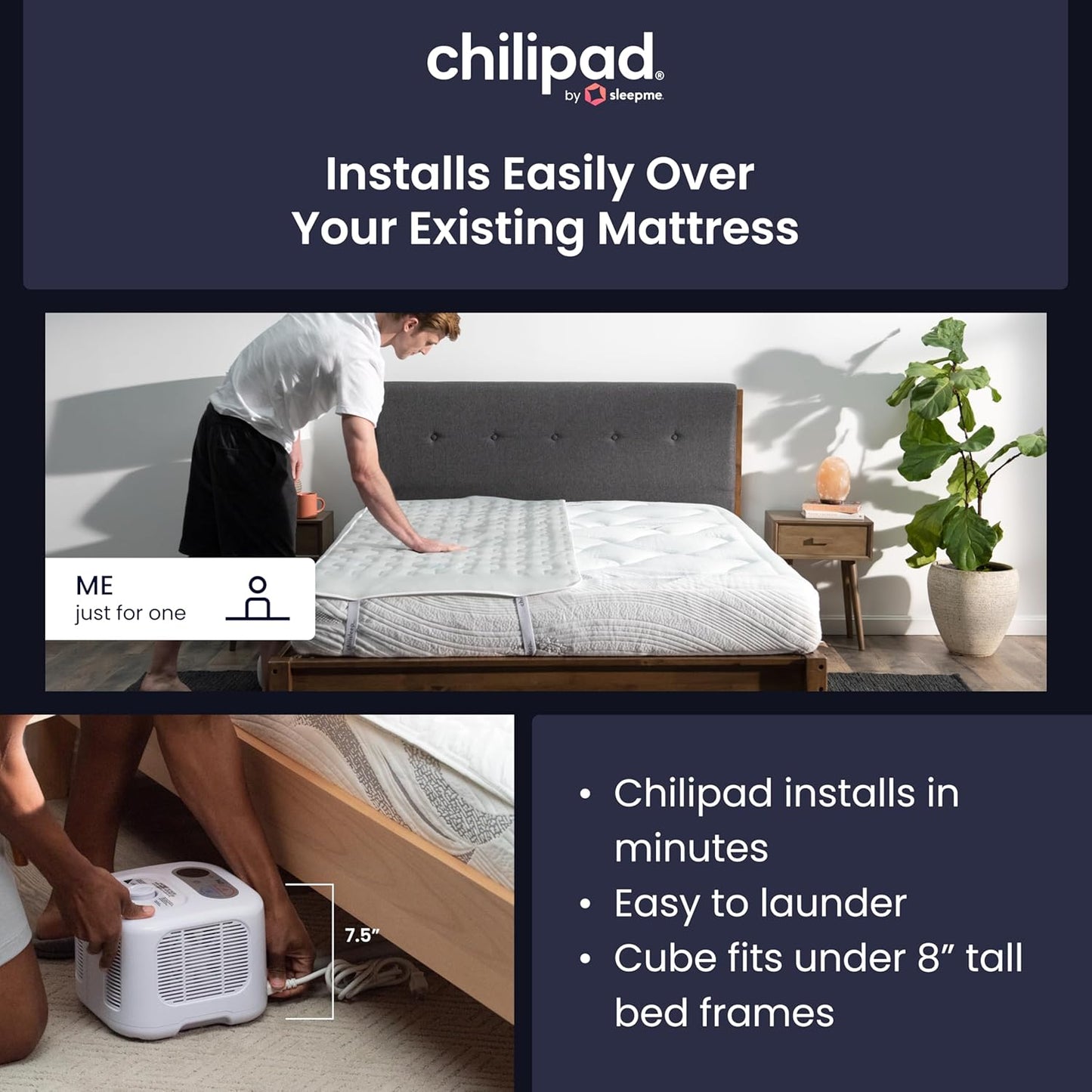 Chilipad Cube Bed Cooling System - Cooling & Heating Mattress Topper, Set Individual Bed Temperature, Sleep Enhancement, Temp Range of 60-115°F, ME Half King or Twinxl Size (38"W X 80"L), Model: CP502