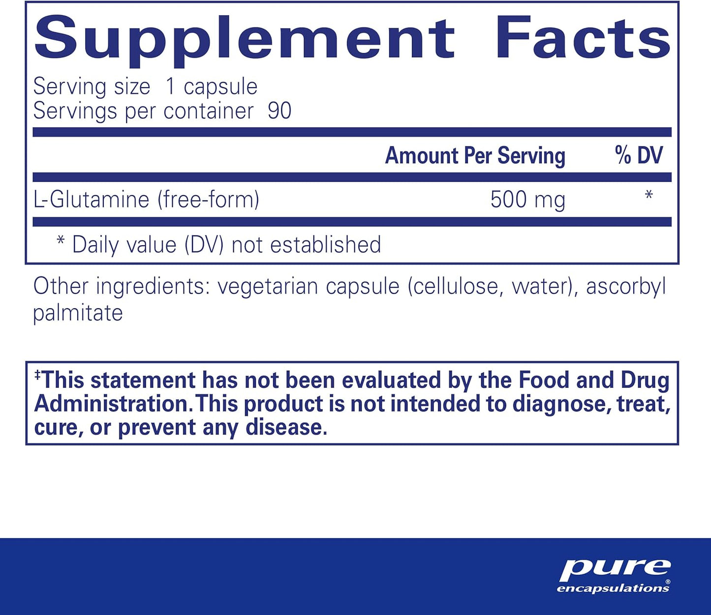 Pure Encapsulations L-Glutamine 500 Mg - 90 Capsules