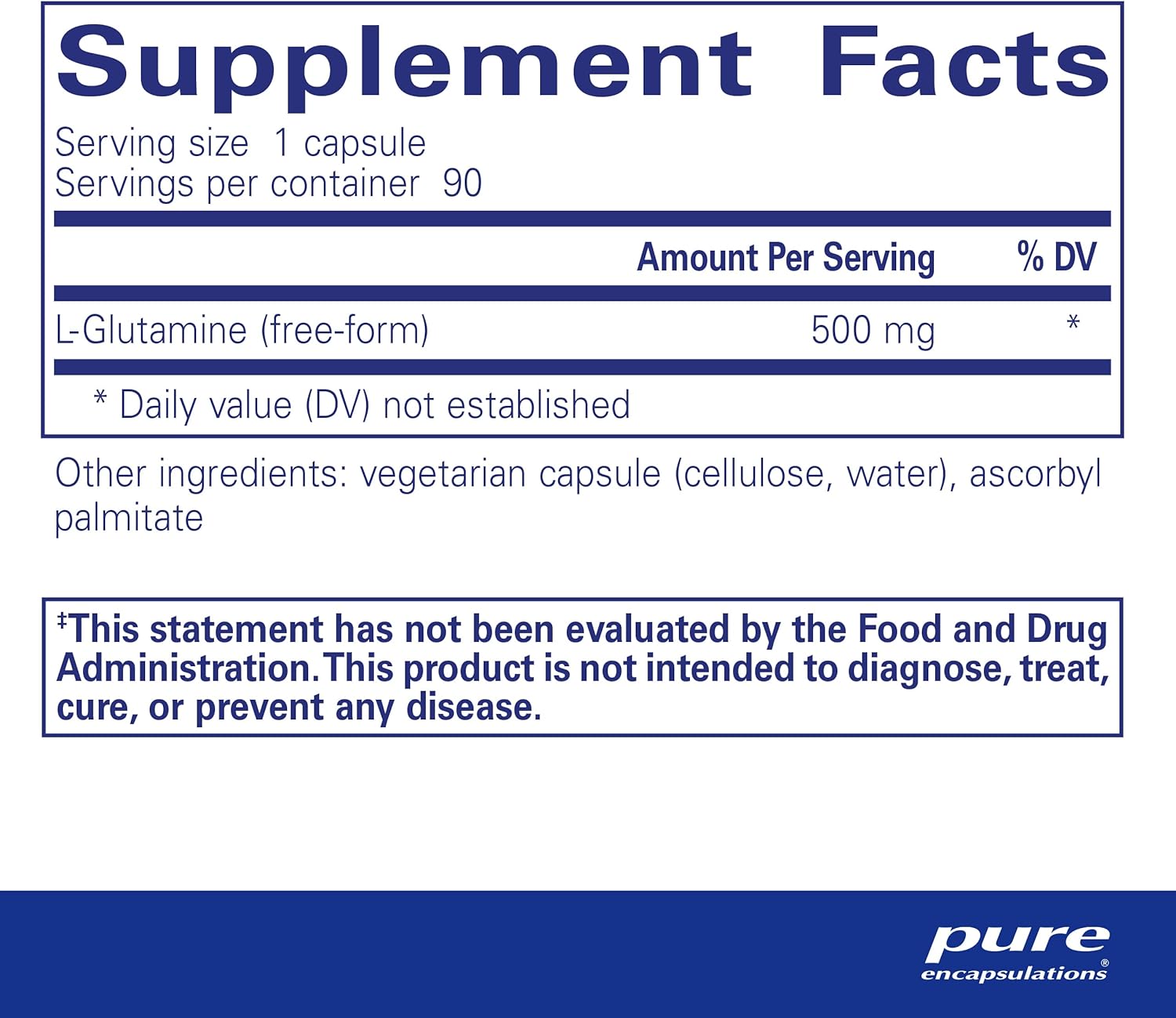 Pure Encapsulations L-Glutamine 500 Mg - 90 Capsules