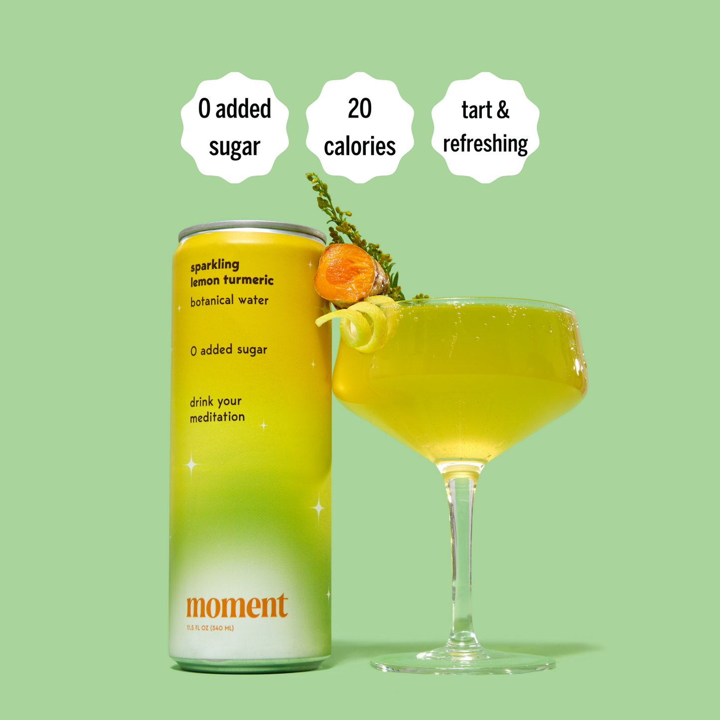 lemon turmeric adaptogen drink (12 pack) by Moment | Drink Your Meditation