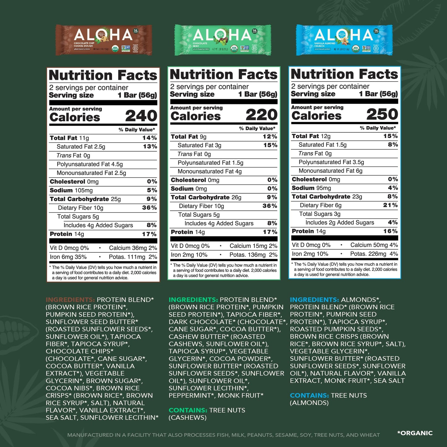 ALOHA Organic Plant Protein Bars 12pk