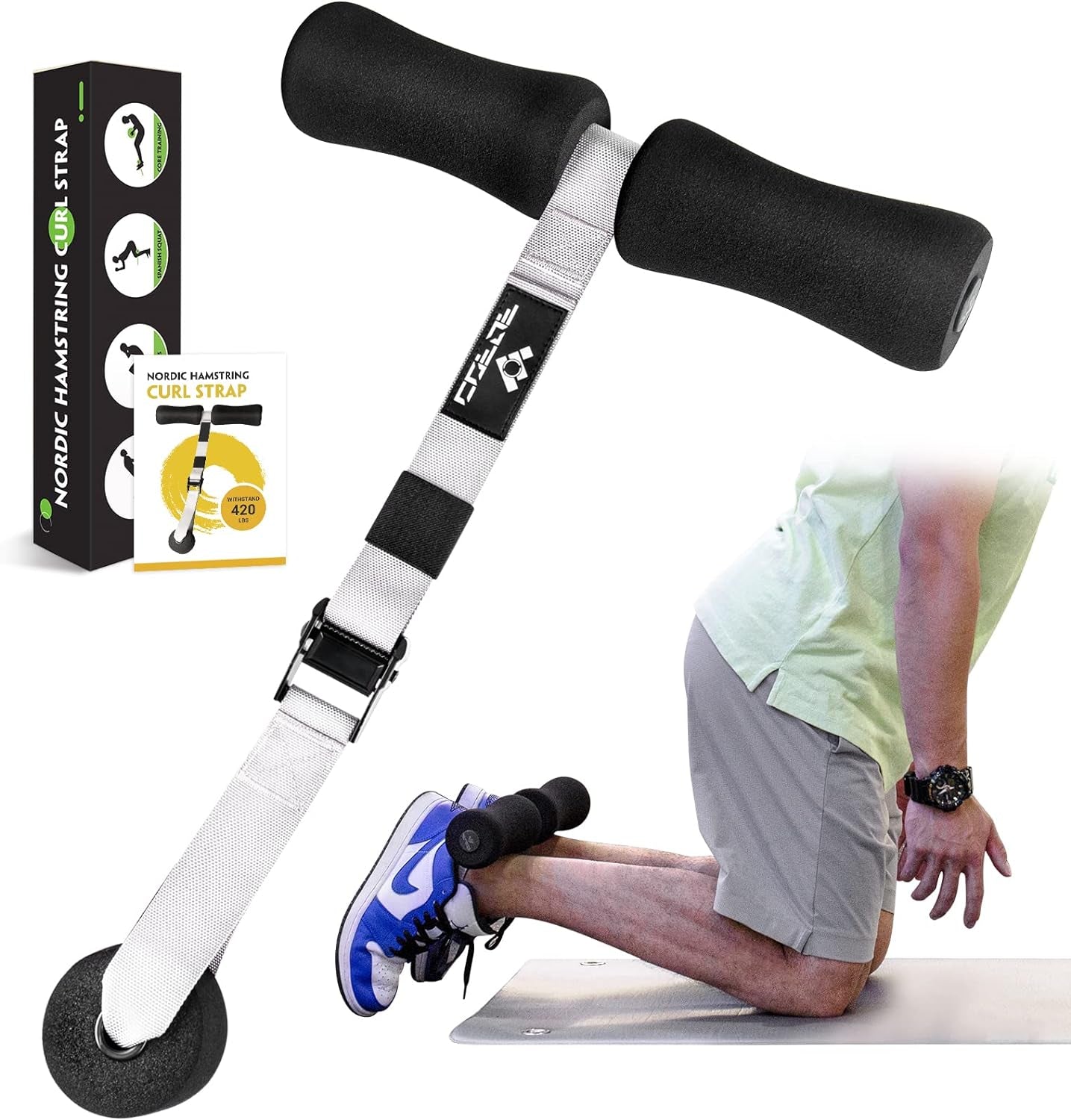 Nordic Hamstring Curl Strap 5 Second Setup Home Fitness Equipment