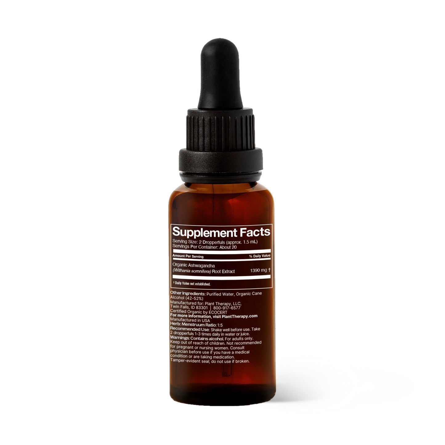 Organic Ashwagandha Herbal Tincture by Plant Therapy