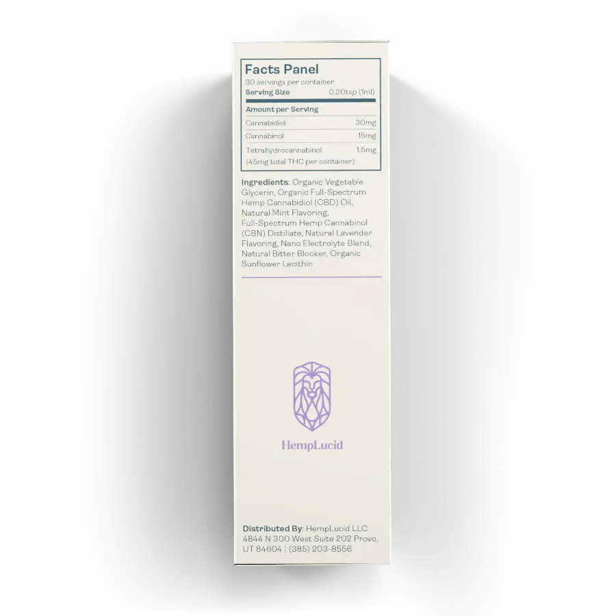 Organic Full-Spectrum Water Soluble CBN CBD - Sleep Lavender Mint Flavor