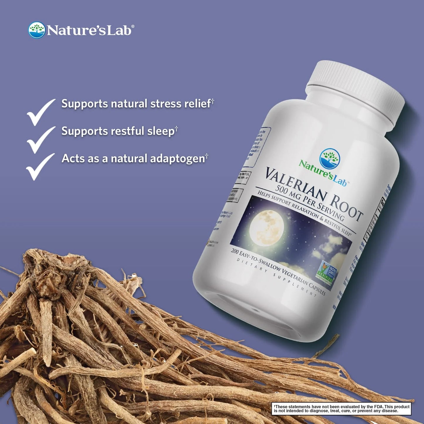 Nature'S Lab Valerian Root 500Mg Dietary Supplement – Helps Support Relaxation & Restful Sleep* – 200 Capsules