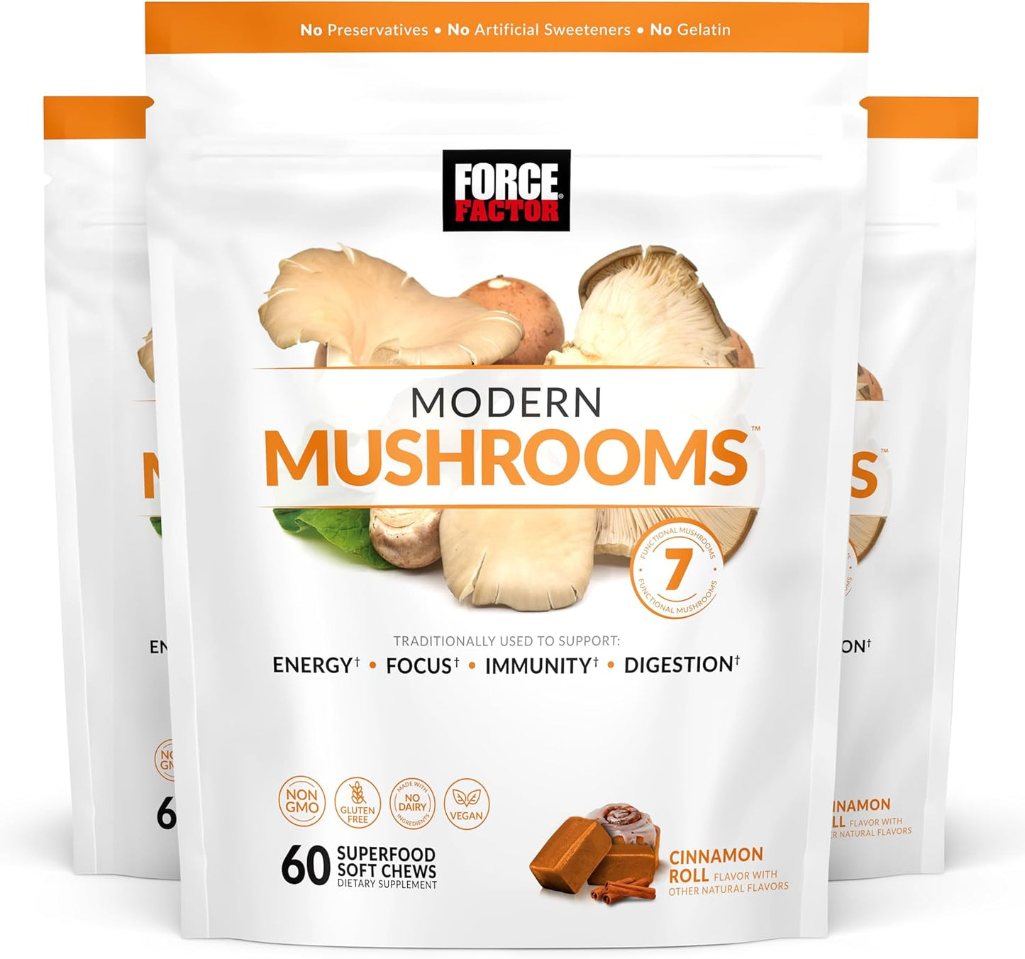 Force Factor Modern Mushrooms Capsules, Mushroom Supplement with Lions Mane, Turkey Tail, & Cordyceps to Support Energy, Focus, Immunity, & Digestion, 90 Vegetable Capsules