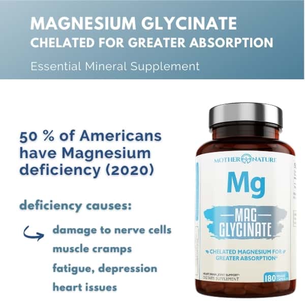 Mother Nature Magnesium Glycinate- 180 Capsules