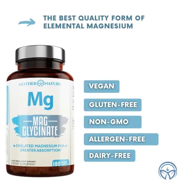 Mother Nature Magnesium Glycinate- 180 Capsules
