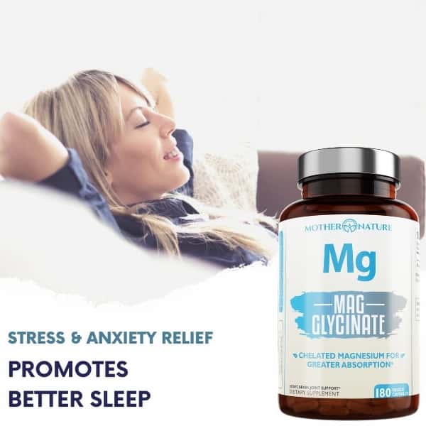 Mother Nature Magnesium Glycinate- 180 Capsules