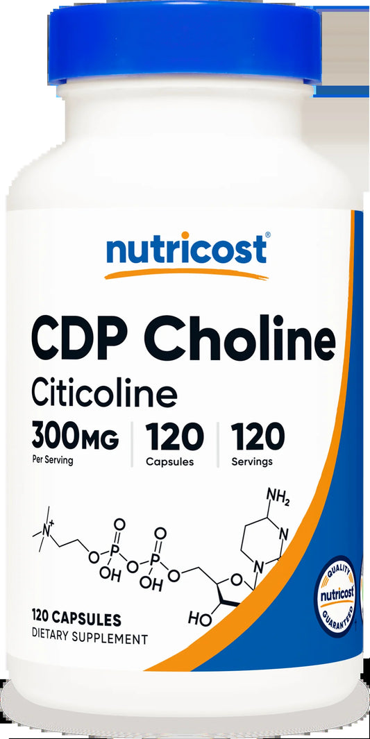 CDP Choline, Citicoline, 300 Mg, 120 Capsules, Nutricost