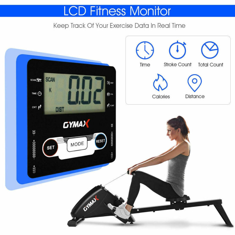 Foldable Magnetic Quiet Operated Fitness Rowing Machine 