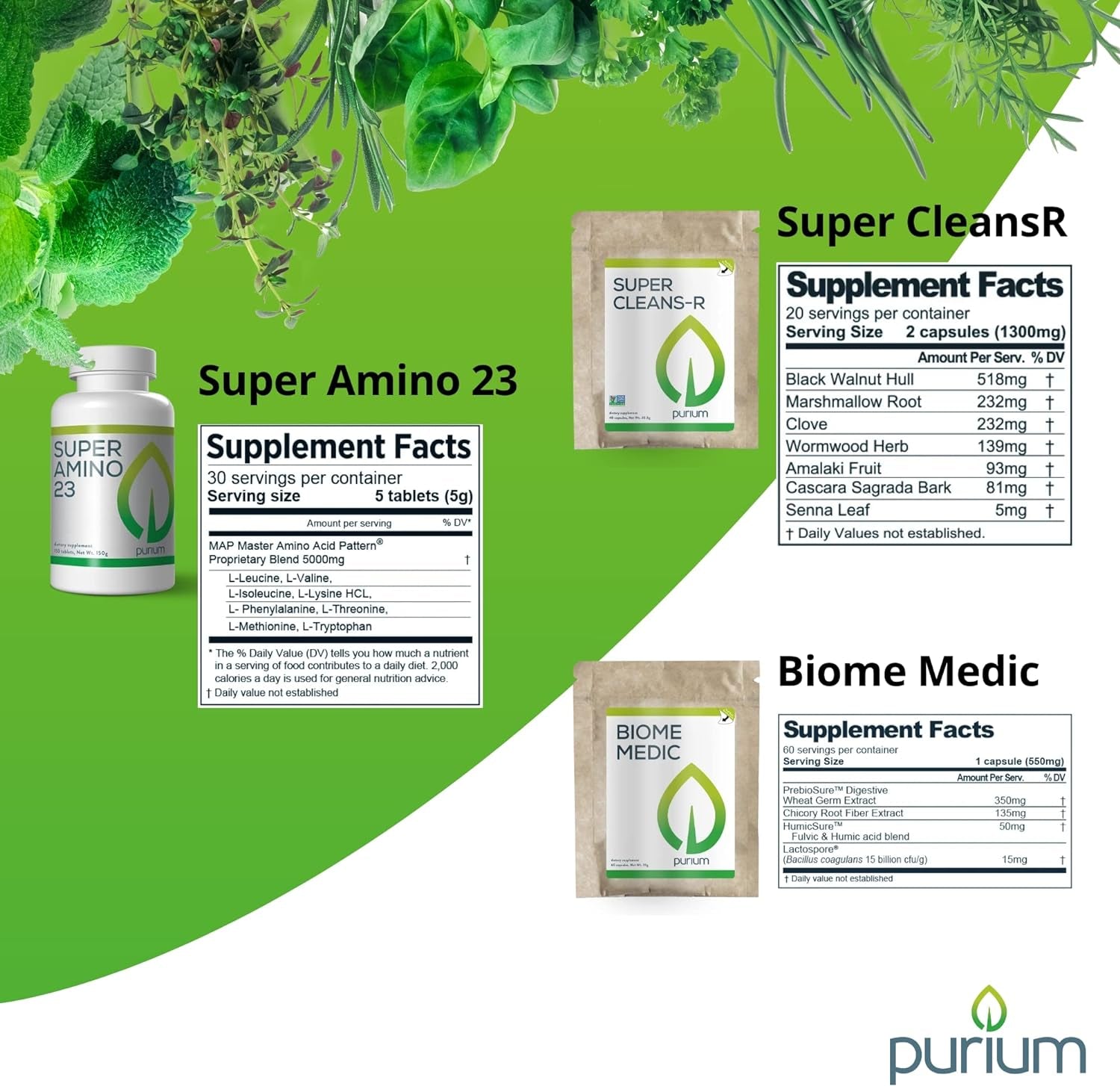 Purium Cleansing + Fitness Bundle - Includes Power Shake (Apple Berry), Apothe-Cherry, Super Amino 23, Super Cleansr, Biome Medic, & Blender Bottle