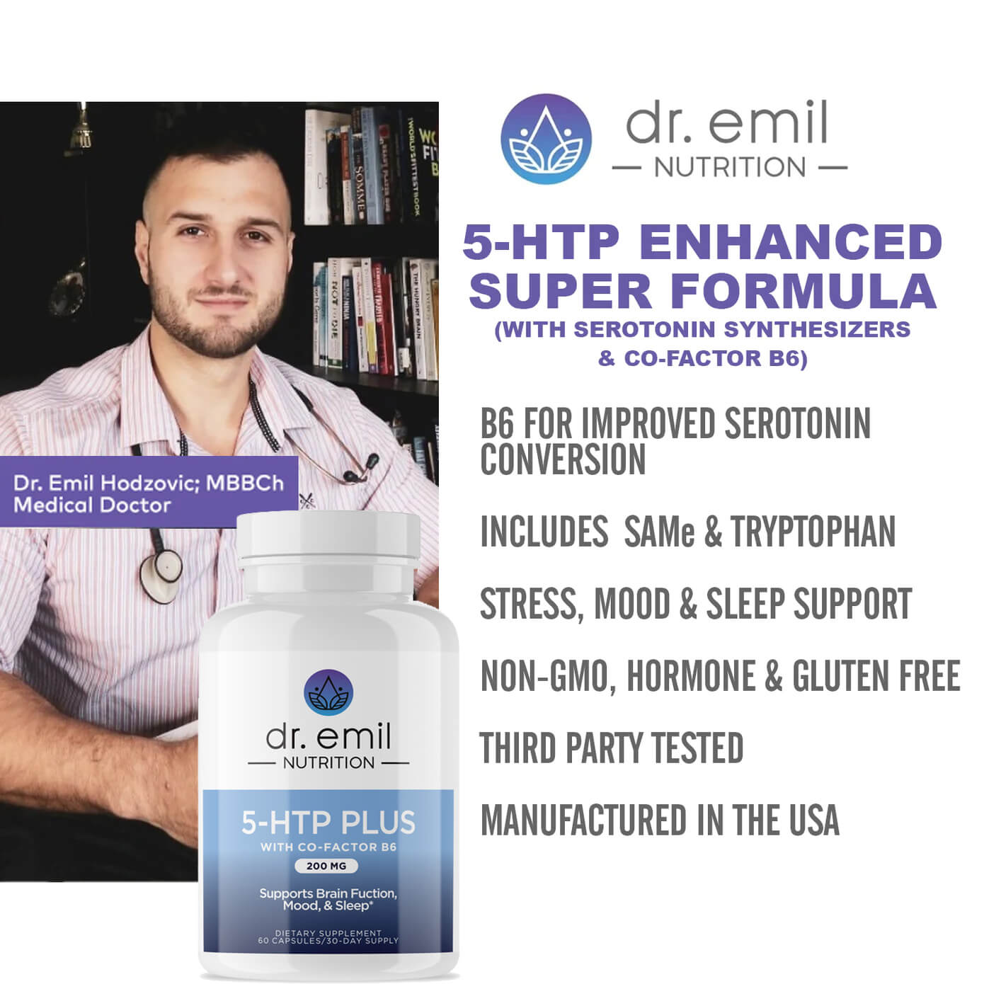 200MG 5-HTP PLUS by Dr Emil Nutrition