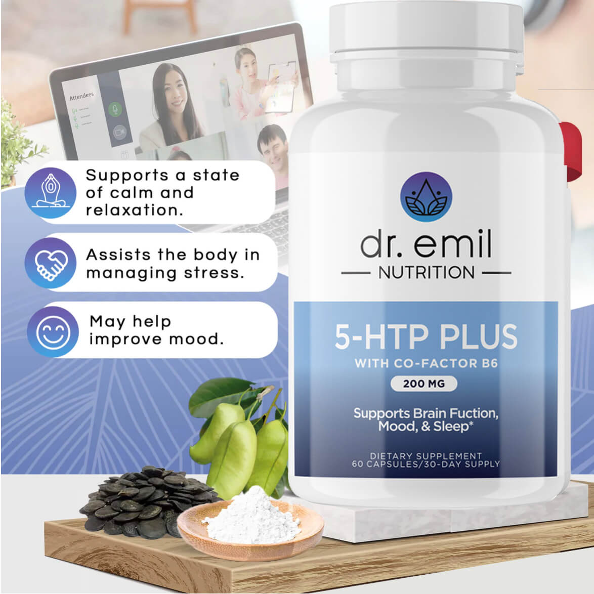 200MG 5-HTP PLUS by Dr Emil Nutrition