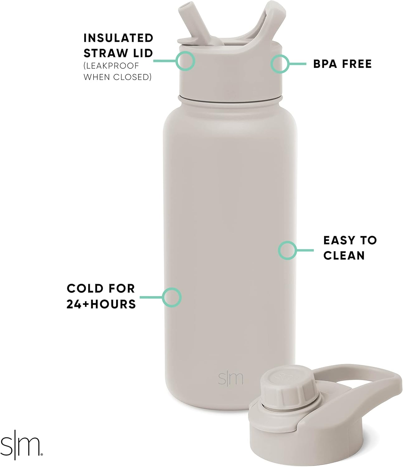 Simple Modern Water Bottle with Straw and Chug Lid 18-32oz Options