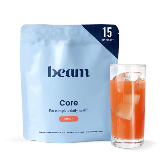 Beam Core | Immune Support | Vegan, Non-GMO, No Sugar Added, No Dairy, No Gluten | Citrus Beverage | 16 Vitamins, Antioxidants, Minerals, Adaptogens, and Mushrooms