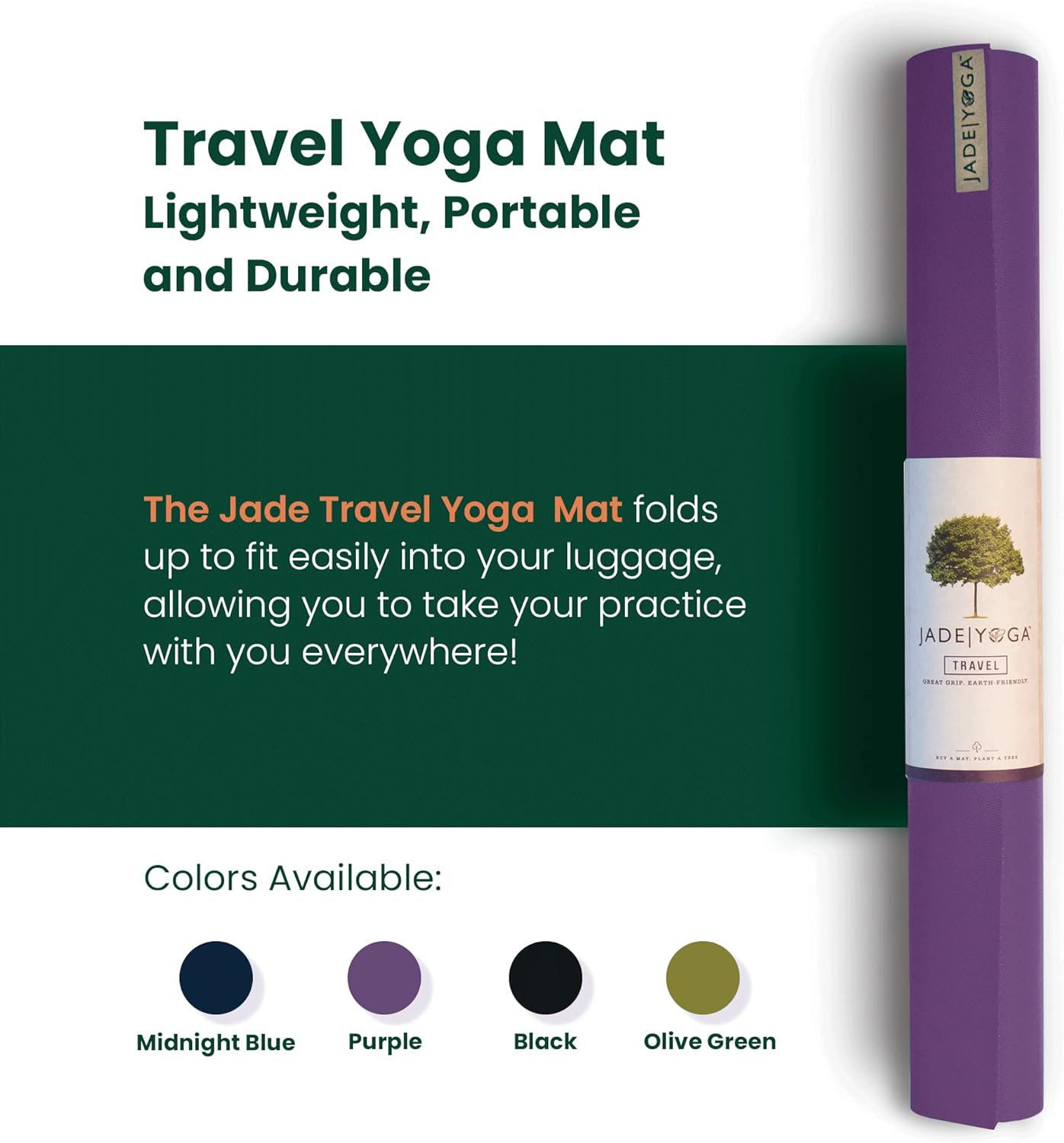 Jadeyoga Travel Yoga Mat - Packable, Lightweight, and Portable Yoga Mat 