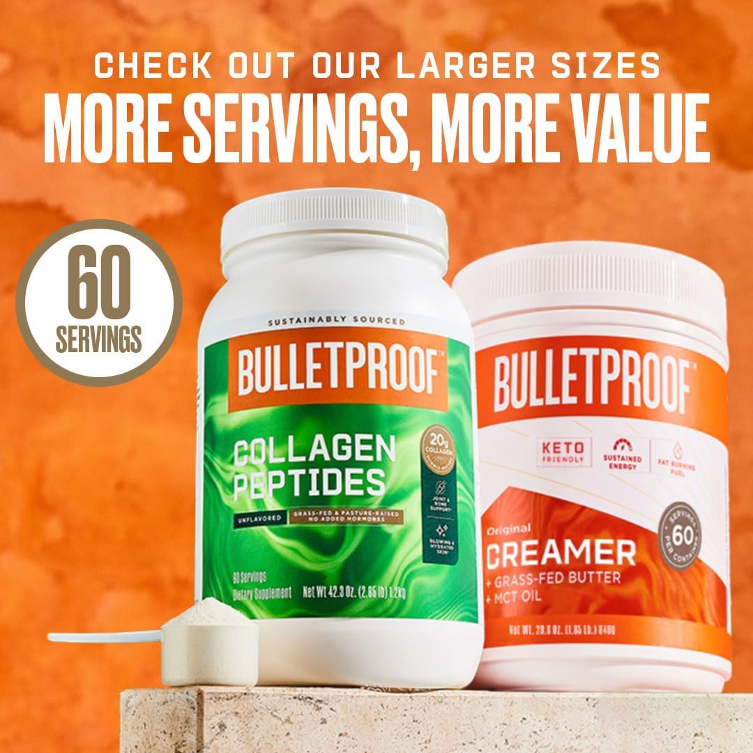 Bulletproof Unflavored Collagen Peptides Powder, 42.3 Ounces, Grass-Fed Collagen Protein and Amino Acids for Skin, Bones and Joints