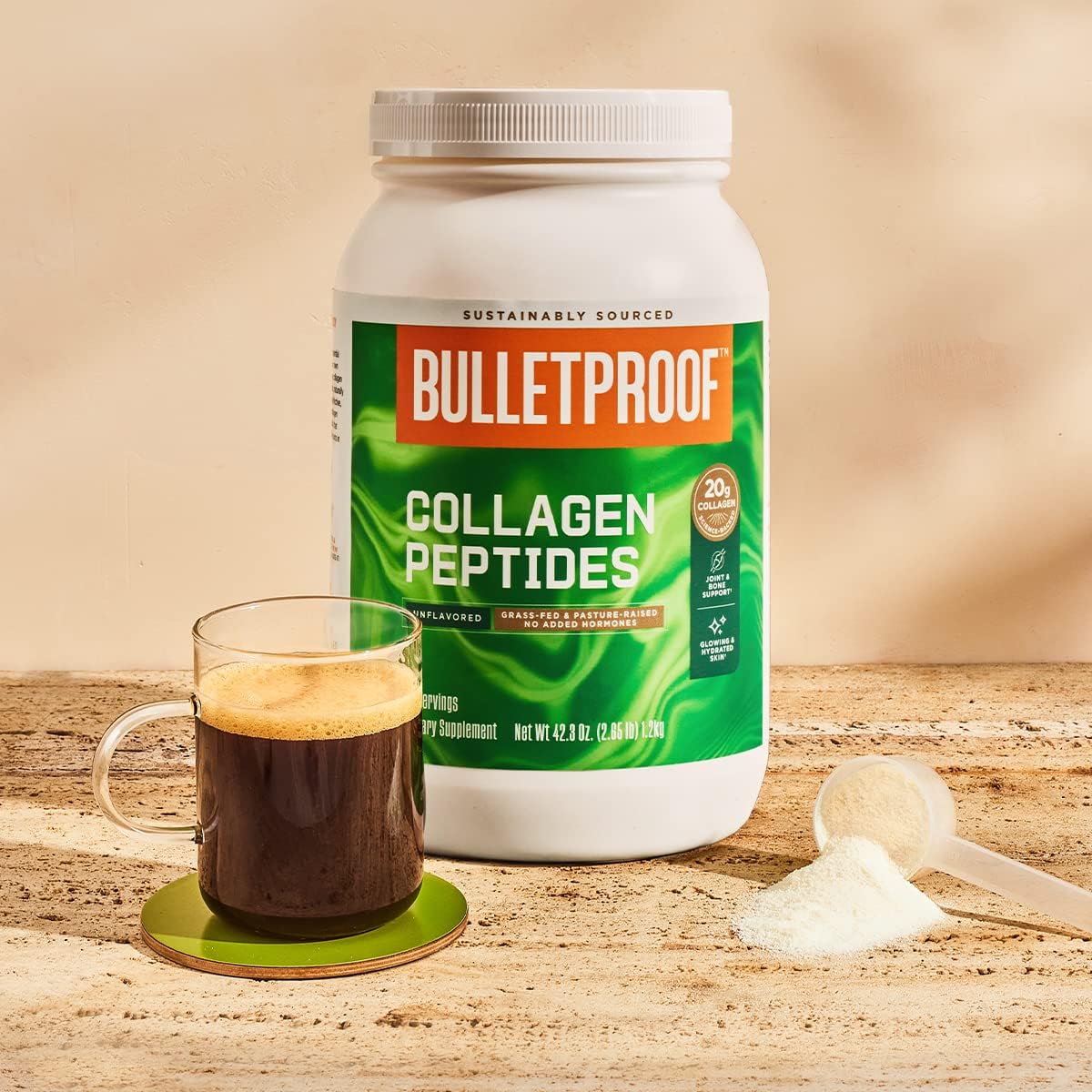 Bulletproof Unflavored Collagen Peptides Powder, 42.3 Ounces, Grass-Fed Collagen Protein and Amino Acids for Skin, Bones and Joints