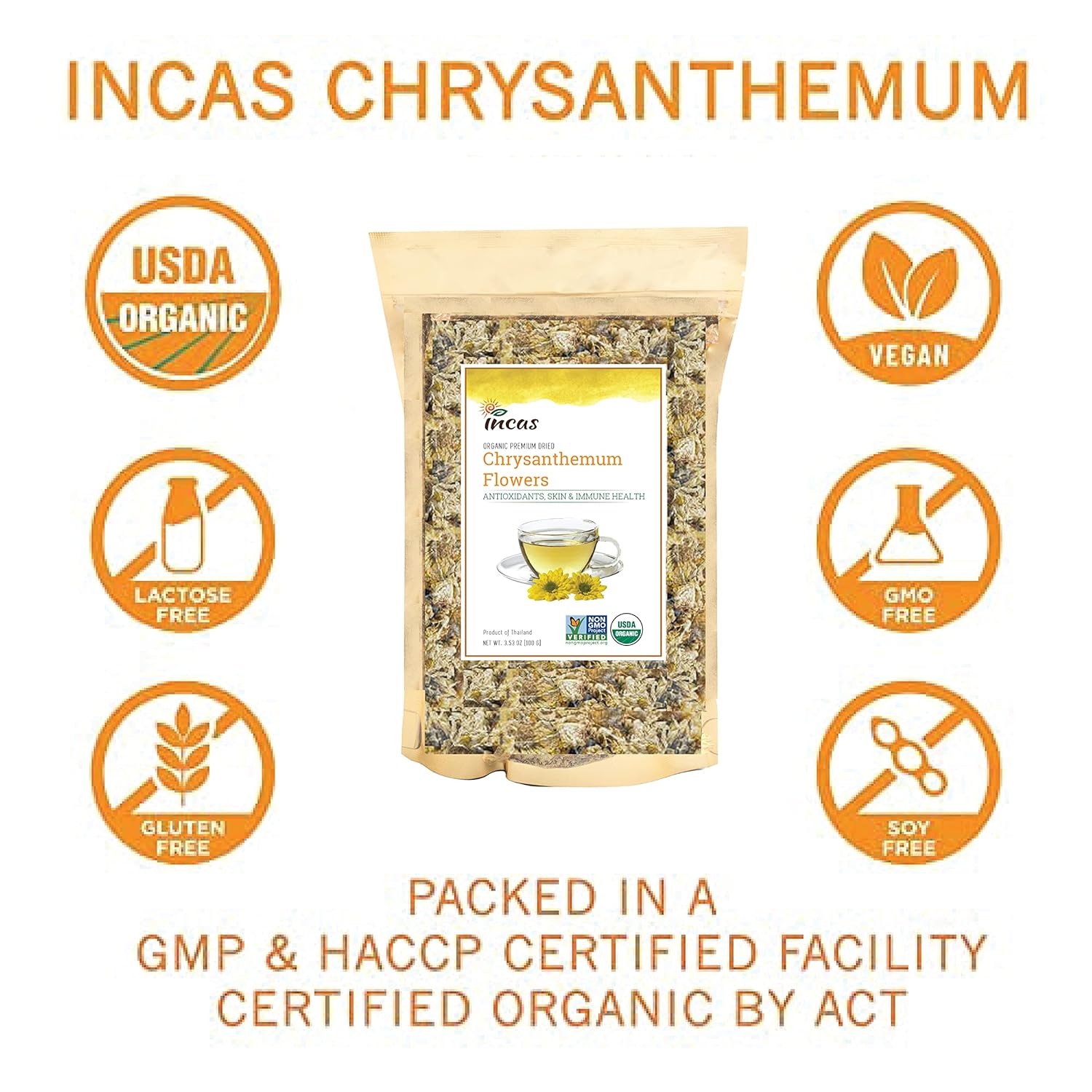 INCAS 100% USDA Organic Chrysanthemum Tea 3.5oz