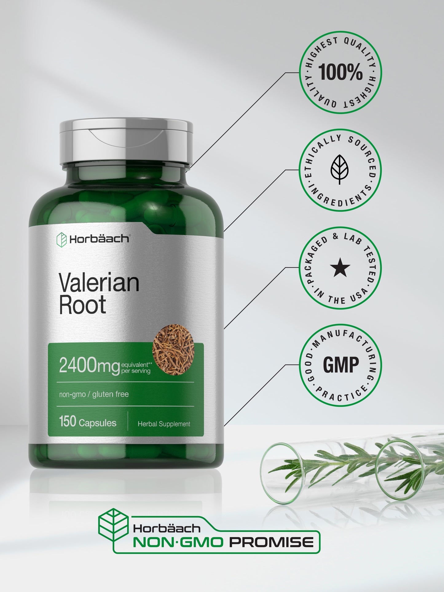 Valerian Root Capsules 2400Mg | 150 Count | Root Extract Supplement | Non-Gmo, Gluten Free | by Horbaach