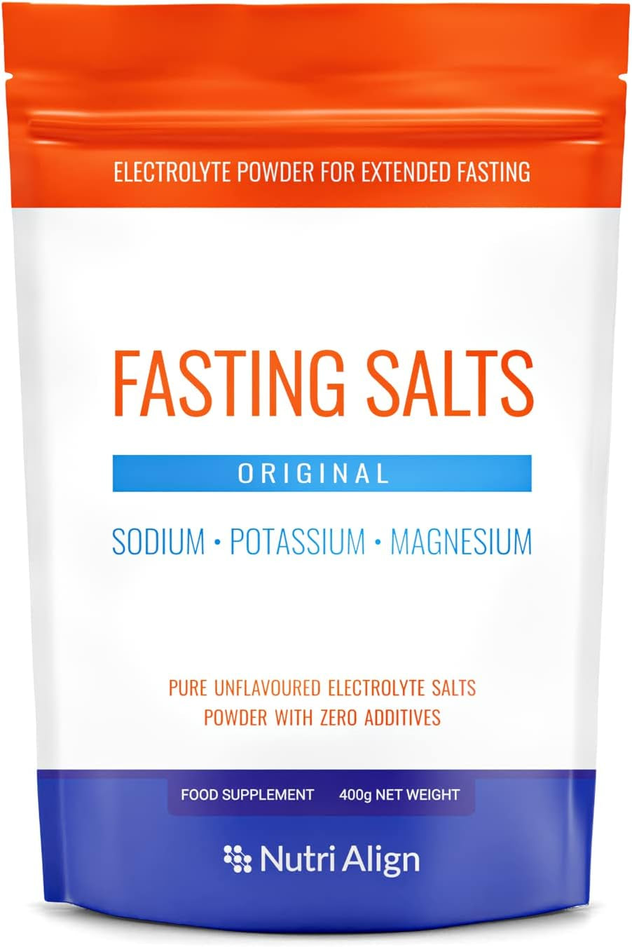 Fasting Salts Electrolytes Powder | 400G Sodium Potassium Magnesium Electrolytes | Pure Unflavoured Electrolytes for Extended and Intermittent Fasting | Sugar Free & Filler Free