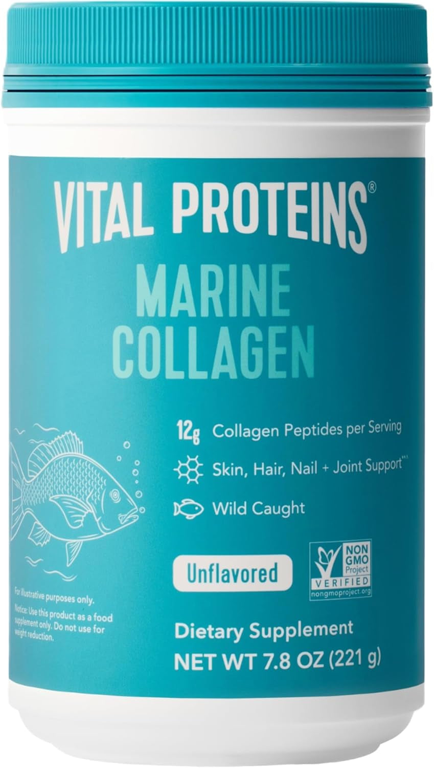 Vital Proteins Marine Collagen Peptides Powder Supplement for Skin Hair Nail Joint - Hydrolyzed Collagen - 12G per Serving - 14.5Oz Canister